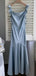 Elegant Light Blue Spaghetti Straps Mermaid Long Evening  Prom Dresses,MB05