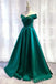 Green Off Shoulder Lace Up Back A-Line Evening Gown Maxi Long Evening Party Prom Dresses,MB622
