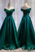 Green Off Shoulder Lace Up Back A-Line Evening Gown Maxi Long Evening Party Prom Dresses,MB622