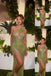 Green Sparkle Mermaid Evening Gown Maxi Long Evening Party Prom Dresses with Side Slit ,MB705