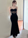 Sexy Black Spaghetti Straps Mermaid Sweet Heart Long Evening Prom Dresses,MB10
