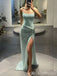 Strapless Light Green Sheath Evening Gown Maxi Long Evening Party Prom Dresses,MB609
