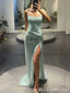 Strapless Light Green Sheath Evening Gown Maxi Long Evening Party Prom Dresses,MB609