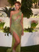 Green Sparkle Mermaid Evening Gown Maxi Long Evening Party Prom Dresses with Side Slit ,MB705