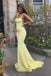 Elegant Yellow Spaghetti Straps Beading Mermaid  Long Evening Prom Dresses,MB115