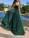 Green Spaghetti Straps Sweetheart Sparkle A-Line Evening Gown Maxi Long Evening Party Prom Dresses ,MB610