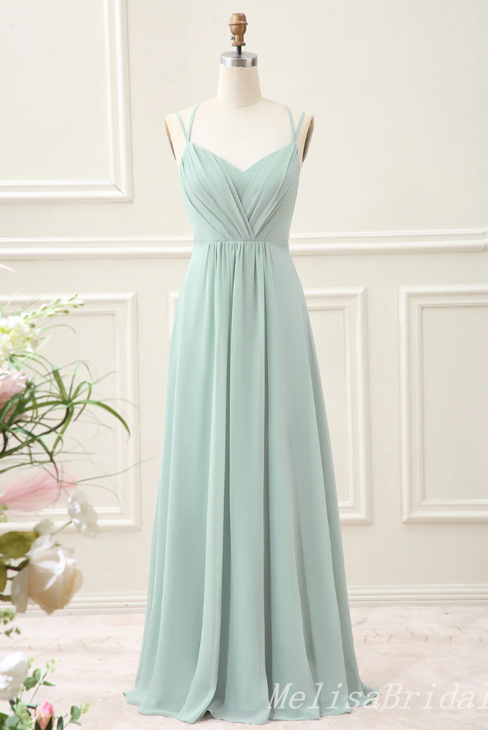 Green Spaghetti Straps A-line Lace Appliques Lace Up Back Evening Gown Maxi Long Evening Party Prom Dresses,MB773