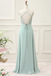 Green Spaghetti Straps A-line Lace Appliques Lace Up Back Evening Gown Maxi Long Evening Party Prom Dresses,MB773