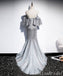 Silver Lace Up Back Spaghetti Straps V-Neck Mermaid Evening Gown Maxi Long Evening Party Prom Dresses  ,MB612