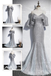 Silver Lace Up Back Spaghetti Straps V-Neck Mermaid Evening Gown Maxi Long Evening Party Prom Dresses  ,MB612