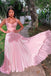Light Pink A-line Evening Gown Maxi Long Evening Party Prom Dresses with Pleats,MB708