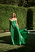Elegant Green Spaghetti Strap Pleats A-Line Long Evening Prom Dresses,MB15