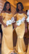Elegant Yellow Off the Shoulder Mermaid Long Bridesmaid Dresses ,BD253