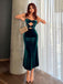 Sexy Dark Green Pleats Mermaid Evening Prom Dresses,MB16
