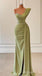 Green Beaded One Shoulder Mermaid Evening Gown Maxi Long Evening Party Prom Dresses ,MB779