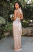 Elegant Halter Side Slit Lace Up Back Mermaid Long Evening Prom Dresses,MB124