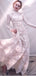 Elegant White Long Sleeve Lace Appliques Tulle Long A-Line Wedding Dresses , WD18