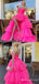 Pink Strapless High Low Layer Fluffy Evening Ball Gown Maxi Long Formal Dresses Prom Dresses ,MB582