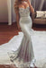 Sexy Silver Mermaid Beaded Strapless Evening Gown Maxi Long Evening Party Prom Dresses,MB637