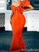 Orange One Shoulder Mermaid Evening Gown Maxi Long Evening Party Prom Dresses ,MB780
