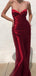 Sexy Red Spaghetti Strap Lace Up Back Mermaid Long Evening Prom Dresses,MB19