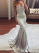 Sexy Silver Mermaid Beaded Strapless Evening Gown Maxi Long Evening Party Prom Dresses,MB637