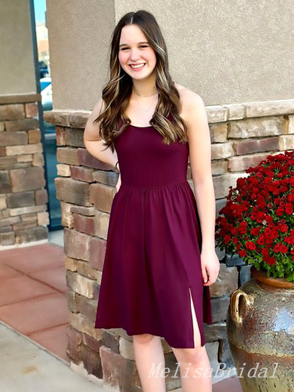 Elegant Spaghetti Straps A-Line Simple Cheap Short Homecoming Dresses, HD123