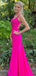 Elegant Pink Strapless Simple Spaghetti Strap beading Evening Prom Dresses,MB85
