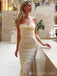Elegant Champagne Spaghetti  Strap Appliques Pleats Mermaid Evening Prom Dresses,MB78