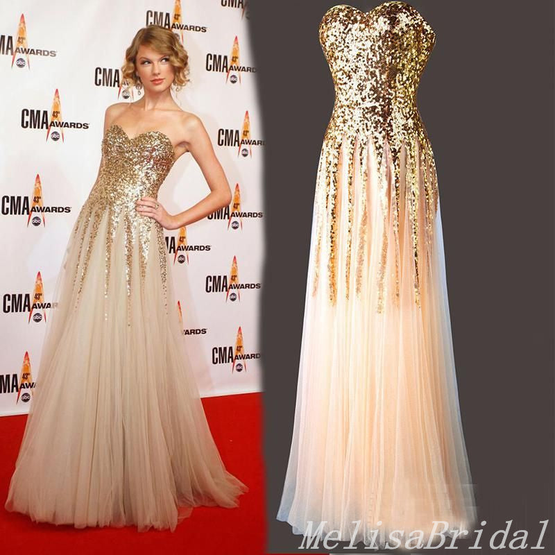 Strapless Sparkle A-Line Sweetheart Evening Gown Maxi Long Formal Dresses Prom Dresses,MB543