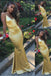 Gold V Neck Spaghetti Straps Mermaid Evening Gown Maxi Long Evening Party Prom Dresses ,MB700