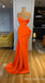 Strapless Orange Beaded Mermaid Evening Gown Maxi Long Evening Party Prom Dresses ,MB781