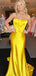 Elegant Yellow Pleats Strapless Mermaid Long Evening Prom Dresses,MB126