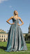 Sparkle V Neck Spaghetti Straps A-line Evening Gown Maxi Long Evening Party Prom Dresses ,MB783