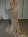 Sparkle Halter Mermaid Evening Gown Maxi Long Evening Party Prom Dresses With Trailing ,MB640