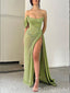 Sparkle Green Sheath Off Shoulder Evening Gown Maxi Long Evening Party Prom Dresses ,MB741