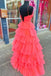 Spaghetti Straps Sweetheart Layer A-line Evening Gown Maxi Long Evening Party Prom Dresses,MB714