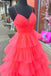 Spaghetti Straps Sweetheart Layer A-line Evening Gown Maxi Long Evening Party Prom Dresses,MB714