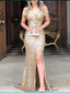 Sparkle Off-The-Shoulder Sweetheart Evening Gown Maxi Long Formal Dresses Prom Dresses With Side Slit,MB586