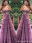 Grape A-Line Floral Appliques Sweetheart Strapless Evening Gown Maxi Long Evening Party Prom Dresses,MB588
