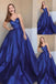 Blue Strapless A-line Sweetheart Evening Gown Maxi Long Evening Party Prom Dresses ,MB718