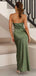Sexy Dark Green Unique Spaghetti Strap V Neck Mermaid Evening Long Prom Dresses,MB29