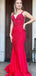 Elegant Red Strapless Simple Spaghetti Strap beading Evening Prom Dresses,MB84