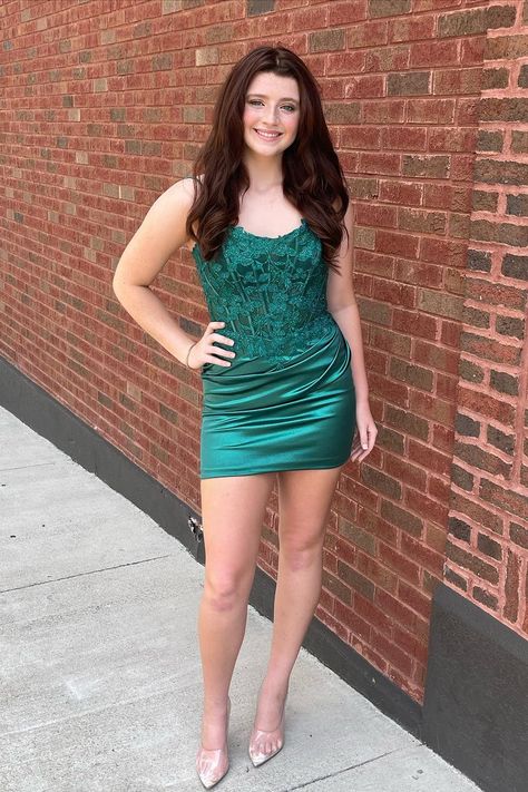 Elegant Green Spaghetti Straps Lace Appliques Simple Cheap Short Homecoming Dresses, HD187
