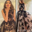 A-line Black Appliques Halter Evening Gown Maxi Long Evening Party Prom Dresses,MB807