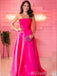 Strapless Hot Pink A-line Evening Gown Maxi Long Evening Party Prom Dresses,MB744