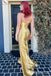 Gold Mermaid Sweetheart Evening Gown Maxi Long Evening Party Prom Dresses With Side Slit,MB647
