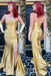 Gold Mermaid Sweetheart Evening Gown Maxi Long Evening Party Prom Dresses With Side Slit,MB647