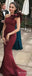 Gorgeous Elegant Burgundy One Shoulder Mermaid Evening Gown Maxi Long Formal Dresses Prom Dresses With Ruffles ,MB495