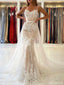 White Mermaid Sweetheart Spaghetti Strap Long Wedding Dresses  ,WD77